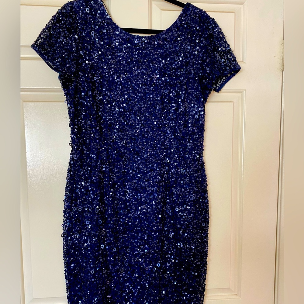 Adrianna Papell Short Sequined Cocktail Dress, Size 14
